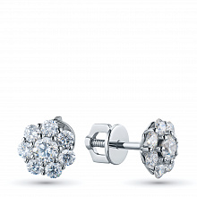 14K White Gold Earring Studs with 16 Round-Cut Lab-Created Diamonds 1.176 CT.TW