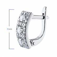 14K White Gold Earrings with 62 Round-Cut Lab-Created Diamonds 0.857 CT.TW