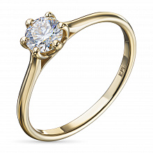 14K Yellow Gold Ring with 1 Round-Cut Lab-Created Diamond 0.54 CT.TW