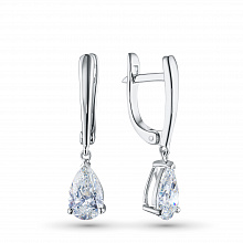 14K White Gold Earrings with 2 Pear-Cut Lab-Created Diamonds 2.097 CT.TW