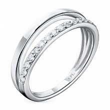 14K White Gold Ring with 17 Round-Cut Lab-Created Diamonds 0.219 CT.TW
