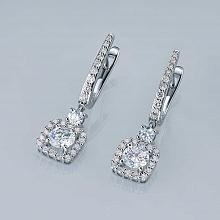14K White Gold Earrings with 54 Round-Cut Lab-Created Diamonds 1.866 CT.TW
