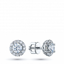 14K White Gold Earring Studs with 26 Round-Cut Lab-Created Diamonds 1.437 CT.TW