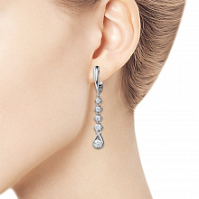 14K White Gold Earrings with 10 Round-Cut Lab-Created Diamonds 1.244 CT.TW