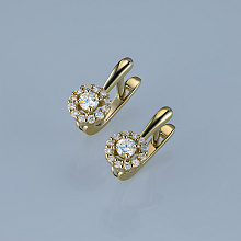 14K Yellow Gold Earrings with 26 Round-Cut Lab-Created Diamonds 0.38 CT.TW