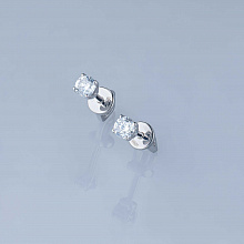 Sterling Silver Earring Studs with 2 Round-Cut Lab-Created Diamonds 0.453 CT.TW