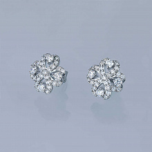 14K White Gold Earring Studs with 58 Round-Cut Lab-Created Diamonds 1.159 CT.TW