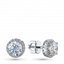 14K White Gold Earring Studs with 34 Round-Cut Lab-Created Diamonds 2.36 CT.TW