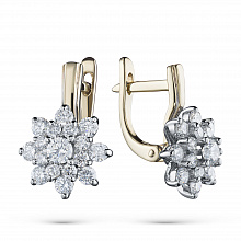 14K White and Yellow Gold Earrings with 34 Round-Cut Lab-Created Diamonds 1.655 CT.TW