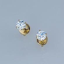 14K Yellow Gold Earring Studs with 2 Round-Cut Lab-Created Diamonds 0.659 CT.TW