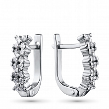 14K White Gold Earrings with 32 Round-Cut Lab-Created Diamonds 0.643 CT.TW