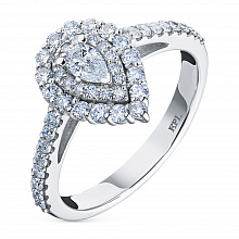 14K White Gold Ring with 49 Round-Cut Lab-Created Diamonds 0.732 CT.TW