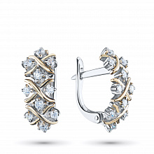14K White and Yellow Gold Earrings with 20 Round-Cut Lab-Created Diamonds 0.583 CT.TW