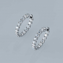 14K White Gold Earrings with 32 Round-Cut Lab-Created Diamonds 2.86 CT.TW