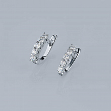 14K White Gold Earrings with 10 Round-Cut Lab-Created Diamonds 0.731 CT.TW