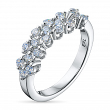 14K White Gold Ring with 18 Round-Cut Lab-Created Diamonds 0.732 CT.TW