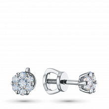 Sterling Silver Earring Studs with 14 Round-Cut Lab-Created Diamonds 0.258 CT.TW