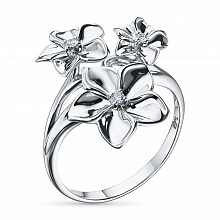 Sterling Silver Ring with 3 Round-Cut Lab-Created Diamonds 0.045 CT.TW