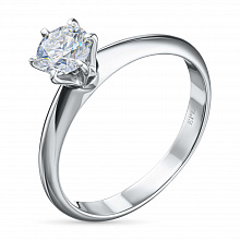 14K White Gold Ring with 1 Round-Cut Lab-Created Diamond 1.052 CT.TW