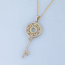14K Yellow Gold Pendant with 88 Round-Cut Lab-Created Diamonds 0.603 CT.TW