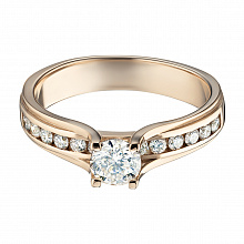 Rose Gold Ring with 14 Round-Cut Lab-Created Diamonds 1.097 CT.TW