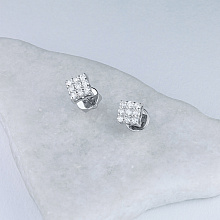 White Gold Earring Studs with 18 Round-Cut Diamonds 0.36 CT.TW