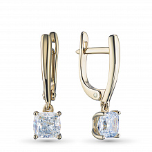 14K Yellow Gold Earrings with 2 Cushion-Cut Lab-Created Diamonds 2.04 CT.TW