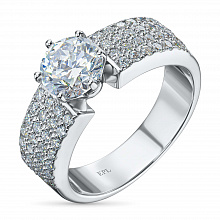 14K White Gold Ring with 57 Round-Cut Lab-Created Diamonds 1.506 CT.TW