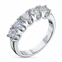 14K White Gold Ring with 5 Round-Cut Lab-Created Diamonds 1.203 CT.TW