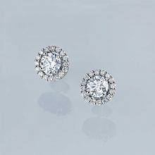 14K White Gold Earring Studs with 34 Round-Cut Lab-Created Diamonds 3.45 CT.TW