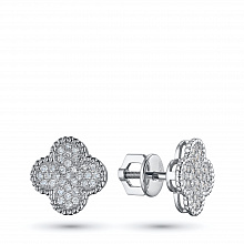 14K White Gold Earring Studs with 66 Round-Cut Lab-Created Diamonds 0.364 CT.TW