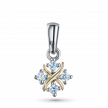 14K White and Yellow Gold Pendant with 4 Round-Cut Lab-Created Diamonds 0.143 CT.TW