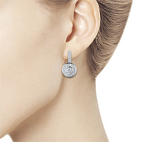 14K White Gold Earrings with 90 Round-Cut Lab-Created Diamonds 1.382 CT.TW - изображение 2