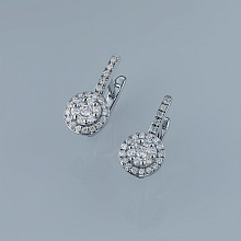 Sterling Silver Earrings with 56 Round-Cut Lab-Created Diamonds 0.475 CT.TW