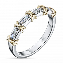 14K White and Yellow Gold Ring with 8 Round-Cut Lab-Created Diamonds 0.098 CT.TW