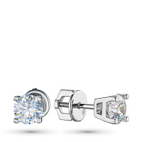 14K White Gold Earring Studs with 2 Round-Cut Lab-Created Diamonds 1.876 CT.TW - изображение 1