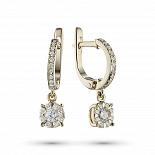 14K Yellow Gold Earrings with 40 Round-Cut Lab-Created Diamonds 0.578 CT.TW