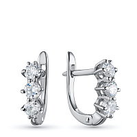 14K White Gold Earrings with 6 Round-Cut Lab-Created Diamonds 1.127 CT.TW - изображение 1