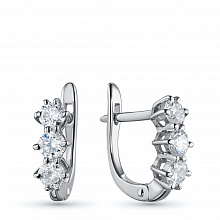 14K White Gold Earrings with 6 Round-Cut Lab-Created Diamonds 1.031 CT.TW