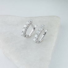 14K White Gold Earrings with 10 Round-Cut Lab-Created Diamonds 0.847 CT.TW