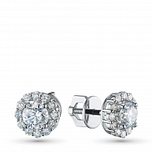 14K White Gold Earring Studs with 26 Round-Cut Lab-Created Diamonds 1.133 CT.TW