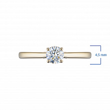 14K Yellow Gold Ring with 1 Round-Cut Lab-Created Diamond 0.33 CT.TW