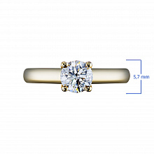 Yellow Gold Ring with 1 Round-Cut Diamond 0.71 CT.TW