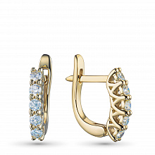 14K Yellow Gold Earrings with 10 Round-Cut Lab-Created Diamonds 0.617 CT.TW