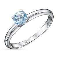 Sterling Silver Ring with 1 Round-Cut Topaz 0.559 CT.TW - изображение 1
