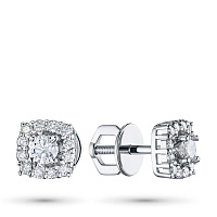 14K White Gold Earring Studs with 26 Round-Cut Lab-Created Diamonds 0.519 CT.TW - изображение 1