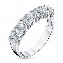 14K White Gold Ring with 47 Round-Cut Lab-Created Diamonds 1.071 CT.TW