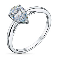 14K White Gold Ring with 1 Pear-Cut Lab-Created Diamond 1.048 CT.TW - изображение 1