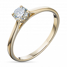 14K Yellow Gold Ring with 1 Round-Cut Lab-Created Diamond 0.33 CT.TW