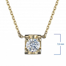 14K Yellow Gold Necklace with 1 Round-Cut Lab-Created Diamond 1.022 CT.TW